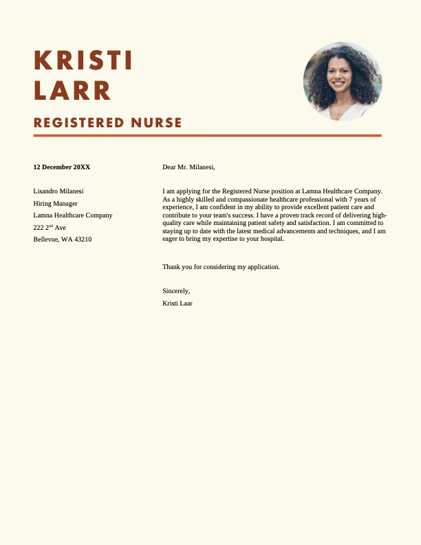 Bold nursing cover letter